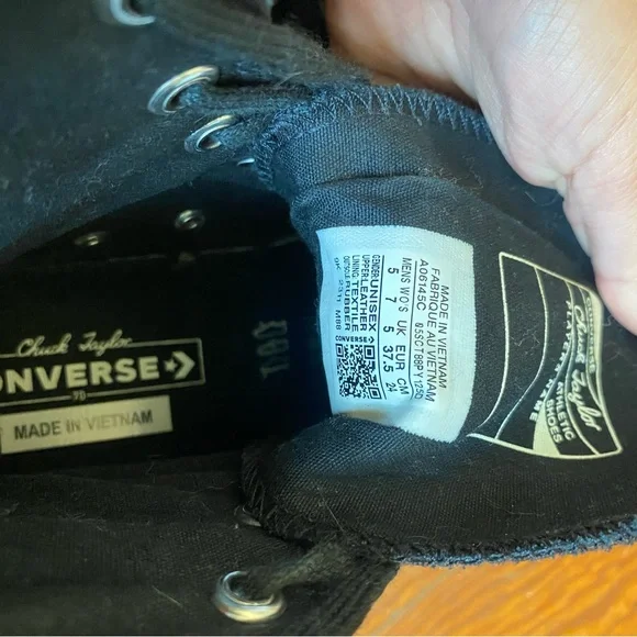 Converse Chuck 70 De Luxe Heel Leather Shoe - Black Monochrome - Picture 6 of 9